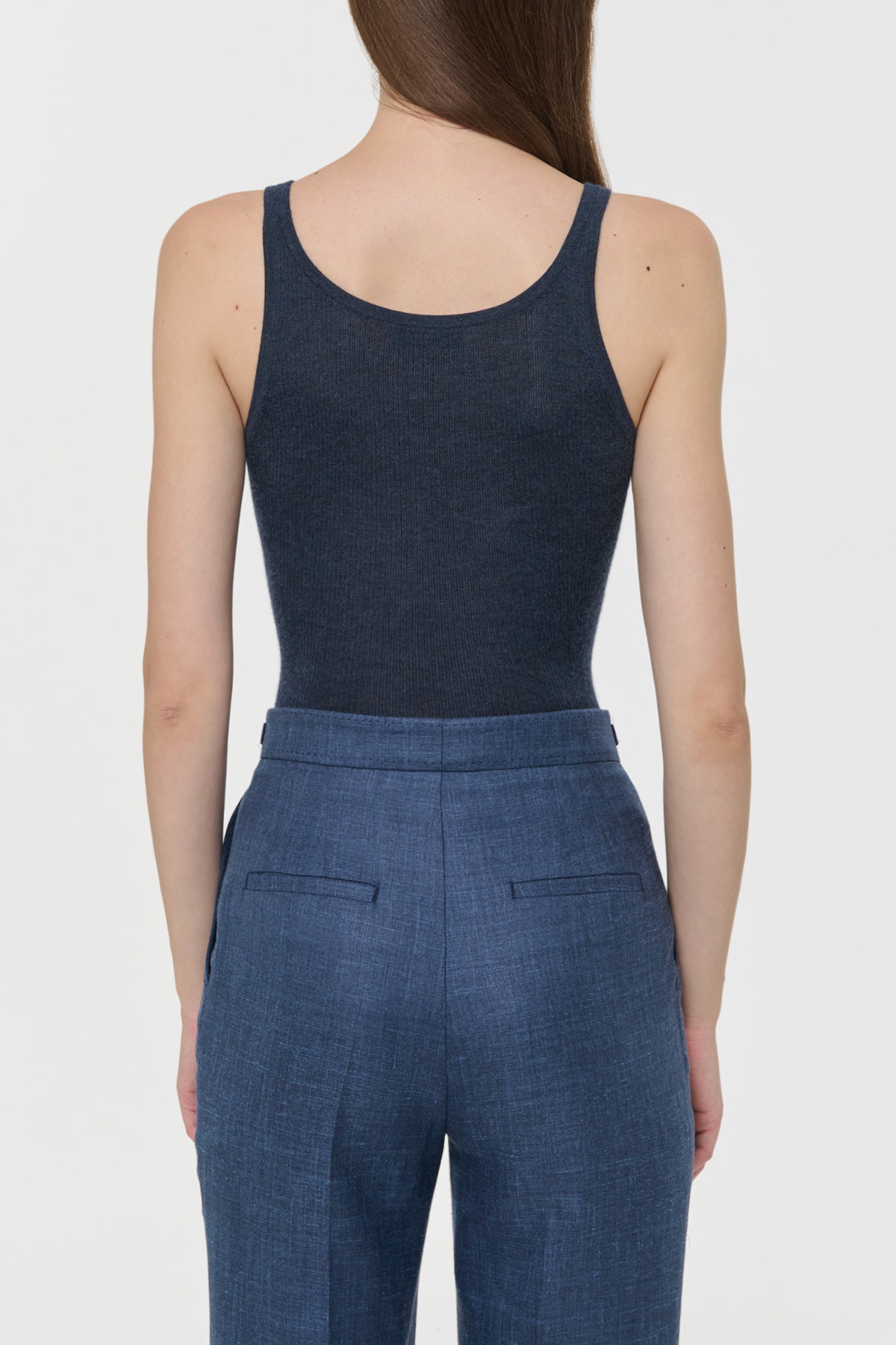 Cinxia Knit Tank Top in Denim Cashmere Silk