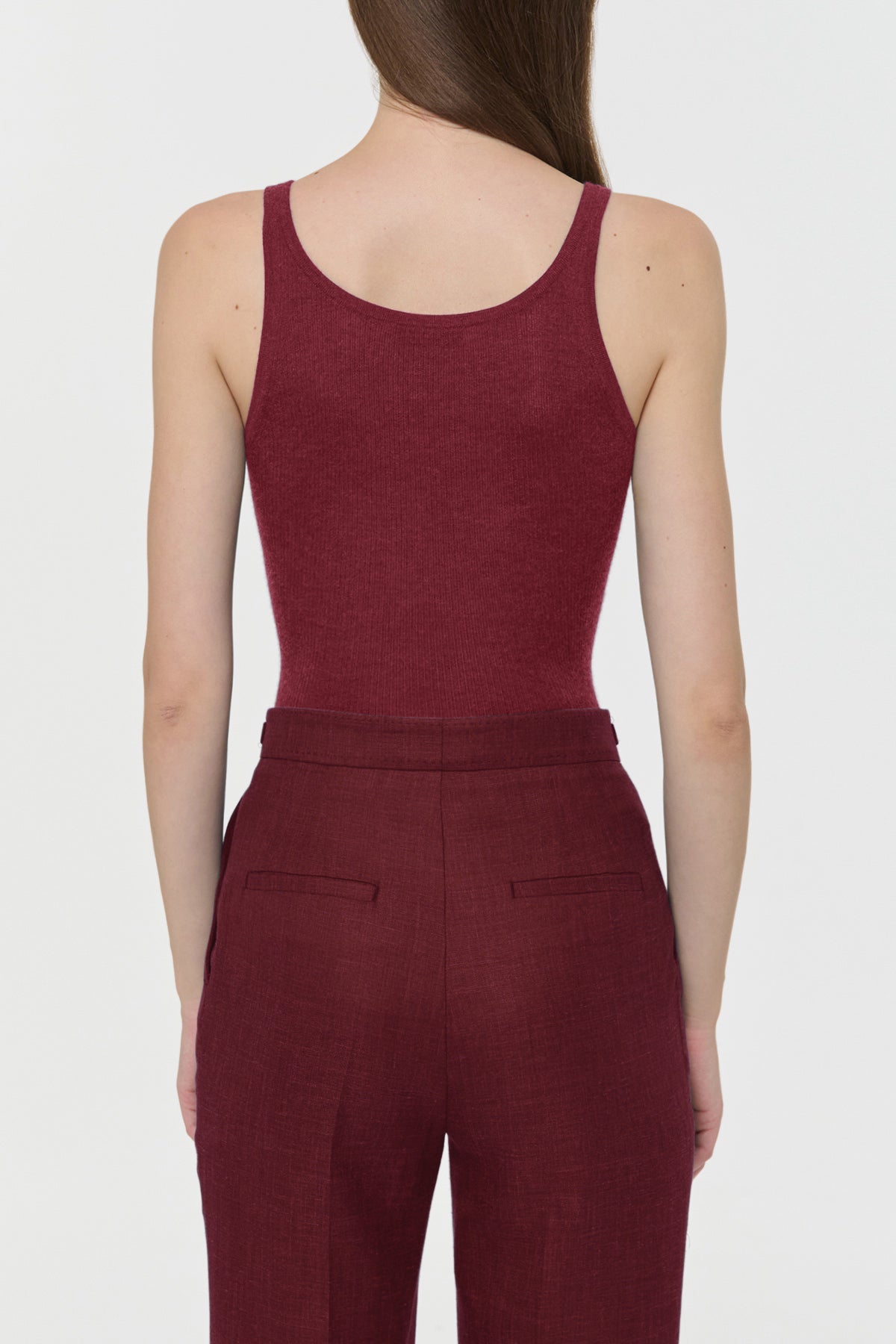 Cinxia Knit Tank Top in Bordeaux Cashmere Silk with Hemp