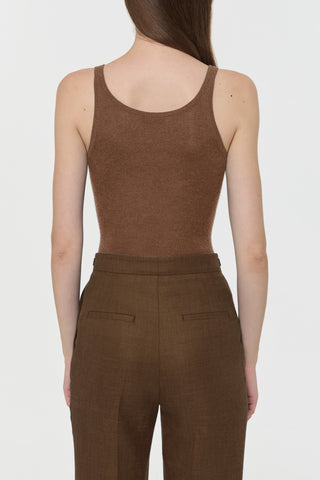 Cinxia Knit Tank Top in Chestnut Cahmere Silk with Hemp