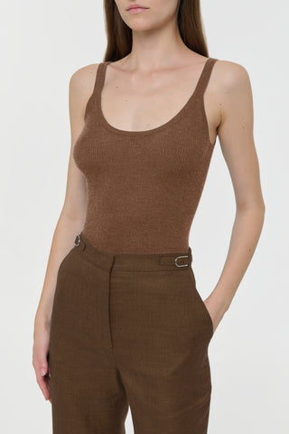Cinxia Knit Tank Top in Chestnut Cahmere Silk with Hemp