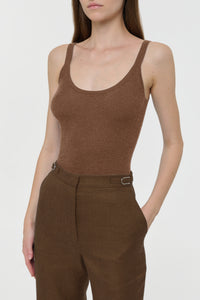 Cinxia Knit Tank Top in Chestnut Cahmere Silk with Hemp