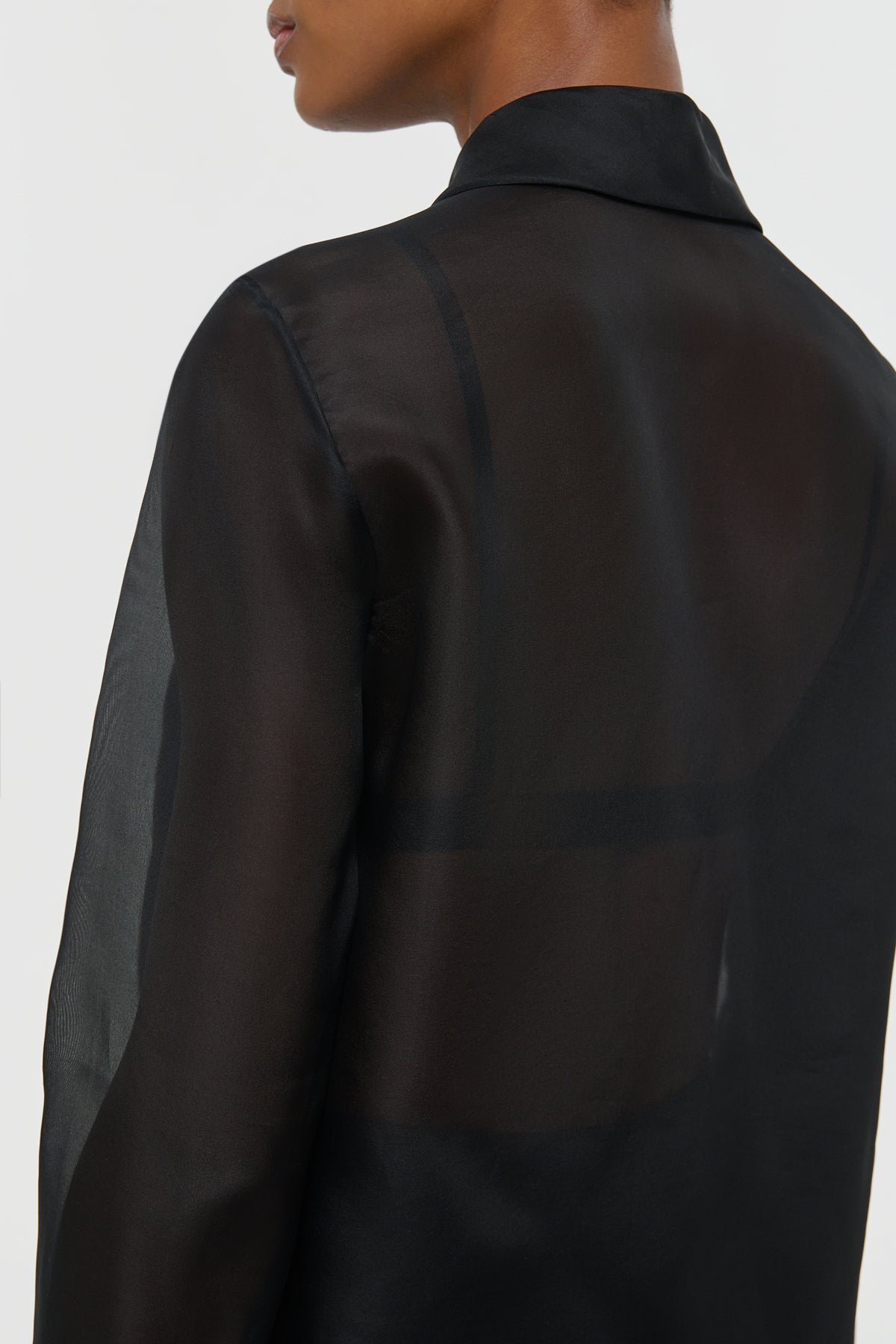 Oriana Lace Blouse in Black Silk Organza