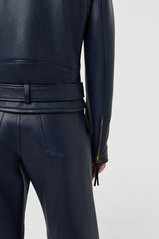 Navy Deerskin Jacket - Belt Detail | Gabriela Hearst