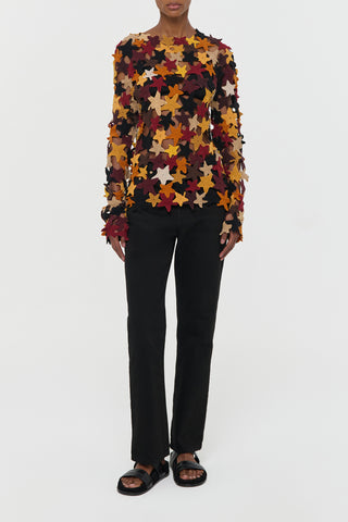Multi Cashmere Crochet Stars Sweater - Front View On Model | Gabriela Hearst