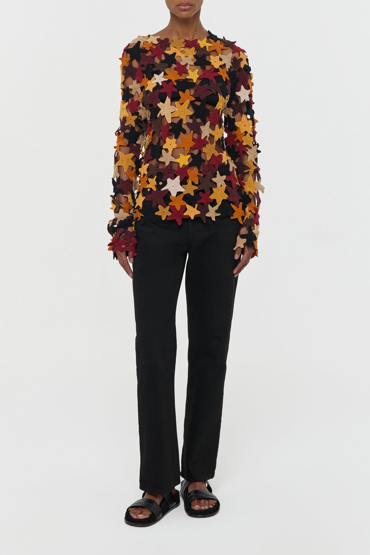 Thalor Crochet Stars Sweater in Multi Cashmere