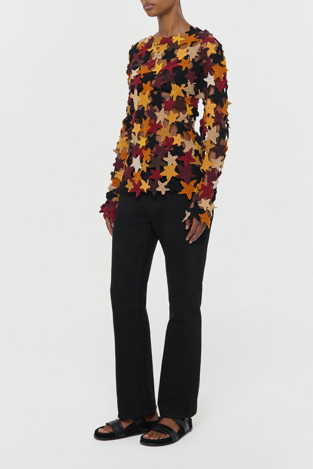 Thalor Crochet Stars Sweater in Multi Cashmere