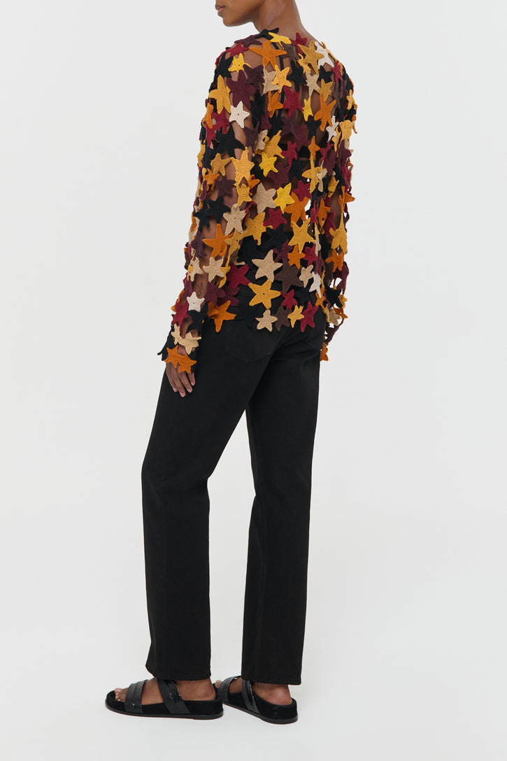 Thalor Crochet Stars Sweater in Multi Cashmere