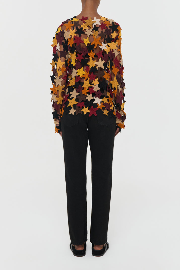 Thalor Crochet Stars Sweater in Multi Cashmere