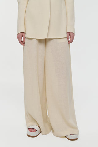 Ivory Alpaca Wool Wide-leg Pants - Full Length View | Gabriela Hearst