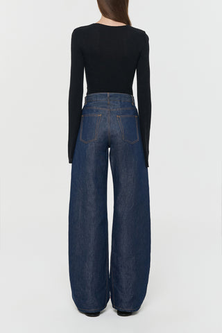 Black Mulberry Silk Rafa Top - Back View On Model | Gabriela Hearst