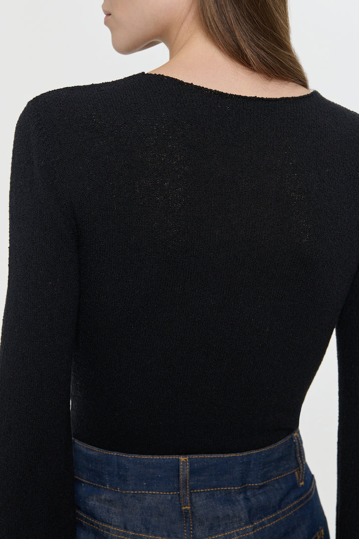 Rafa Knit Top in Black Mulberry Silk
