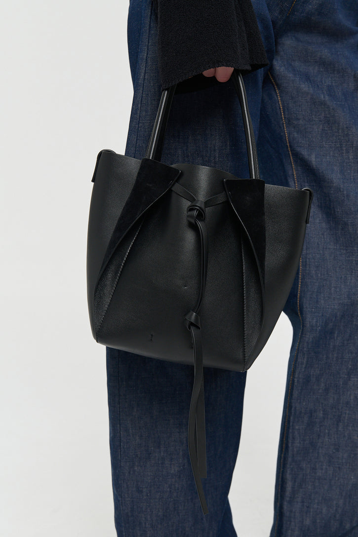 Small Marija Tote Bag in Black Nappa Leather