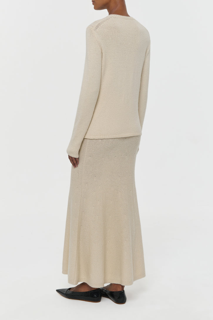 Titus Knit Sweater in Off White Cashmere