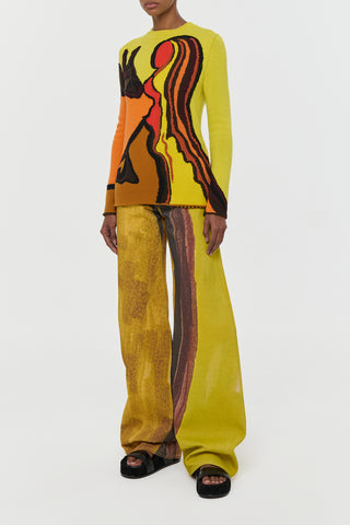 Earth Multi Printed Denim Amoret Jeans - Full Length Front View | Gabriela Hearst