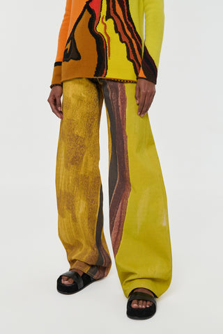Printed Recycled Denim Amoret Jeans - Lower Detail Close Up | Gabriela Hearst