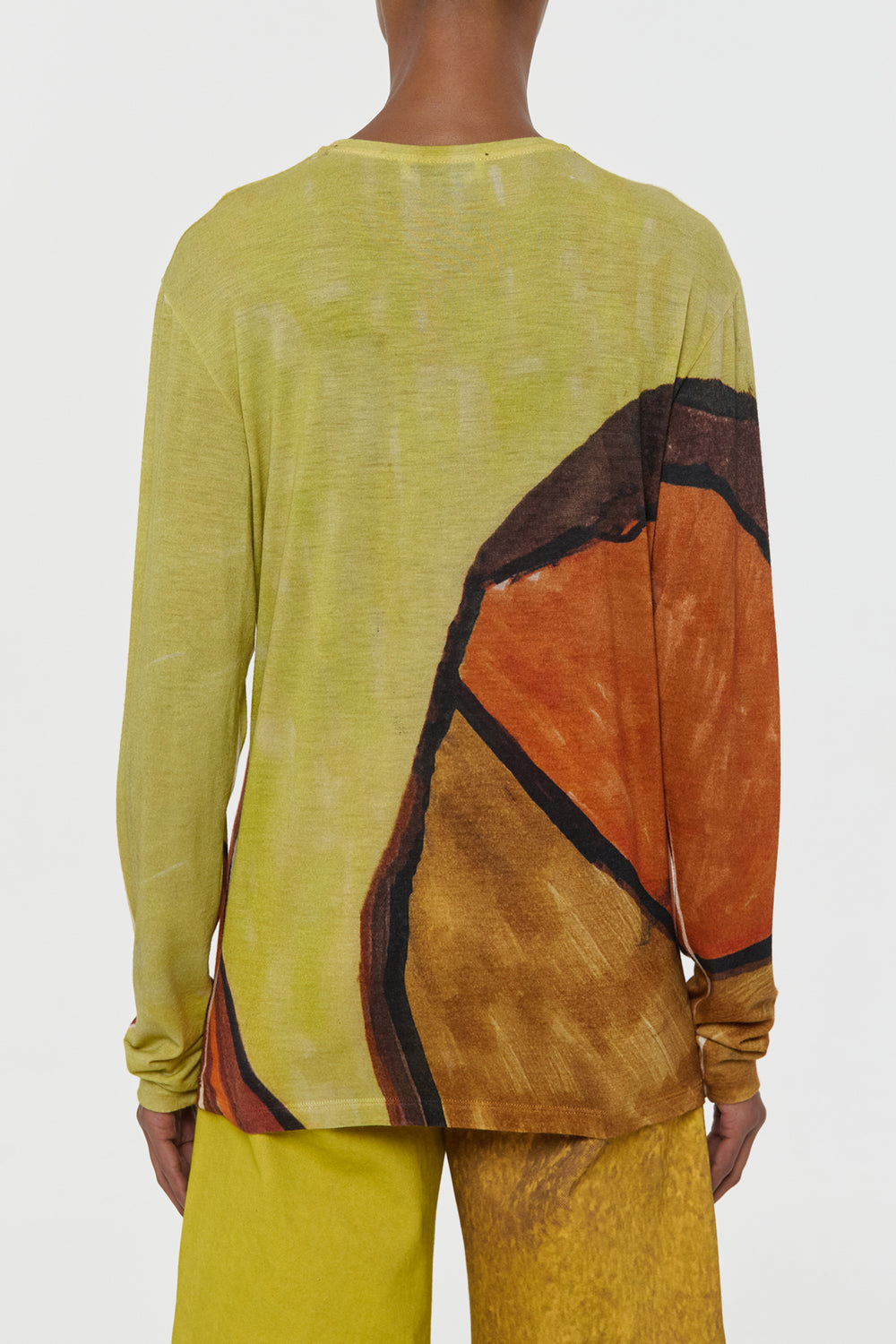 Isaro Long Sleeve T-shirt in Earth Multi Printed Cashmere Jersey