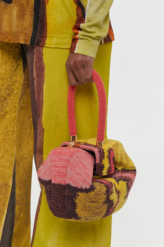 Nina Bag in Earth Multi Crochet Cashmere