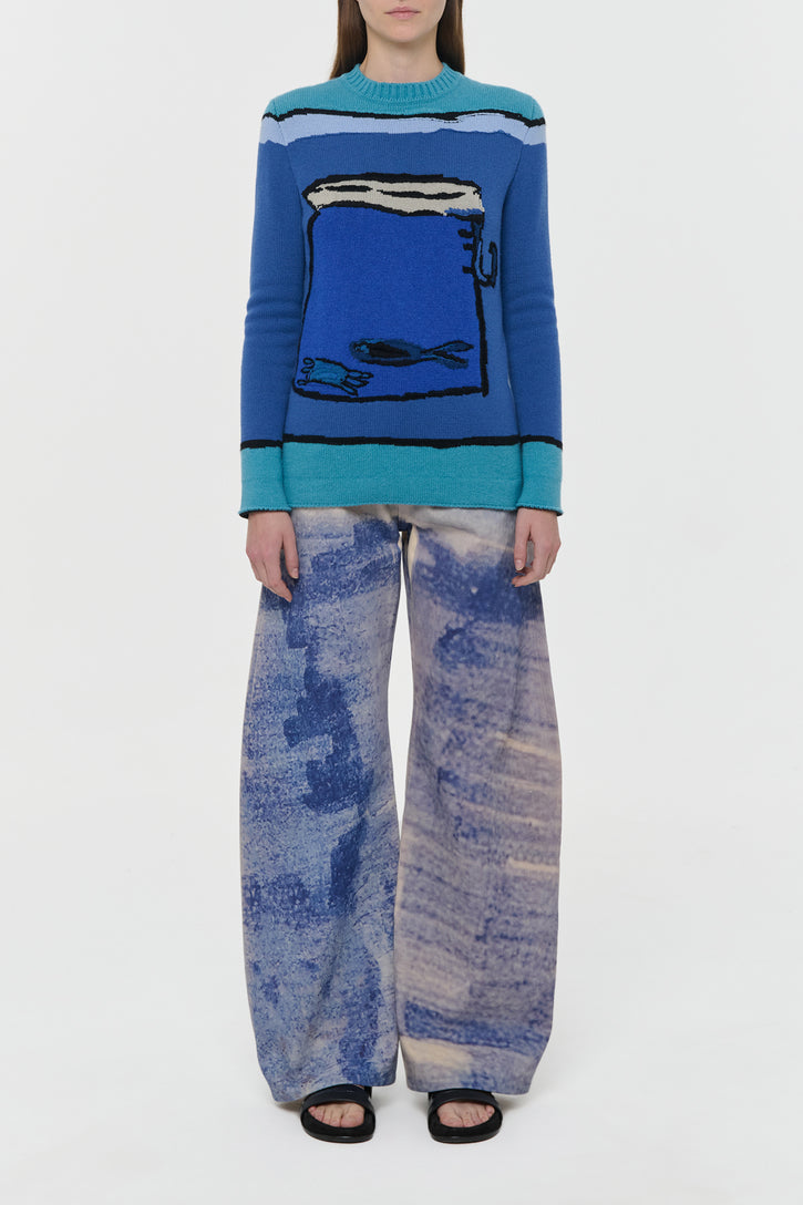 Tarikel Knit Sweater in Water Multi Cashmere