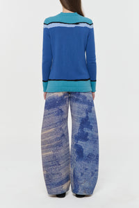 Amoret Barrel-leg Jean in Water Multi Recycled Cotton Denim