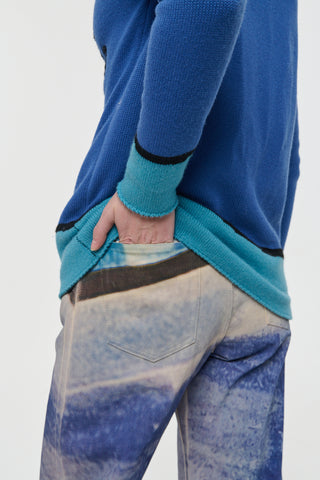 Water Multi Printed Recycled Denim Jeans - Pocket Detail Close-up | Gabriela Hearst