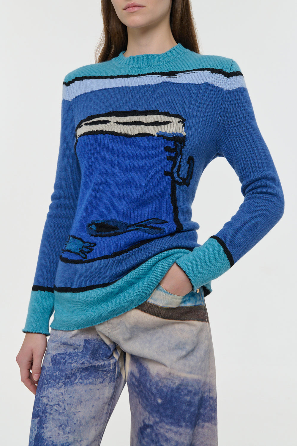 Amoret Barrel-leg Jean in Water Multi Recycled Cotton Denim