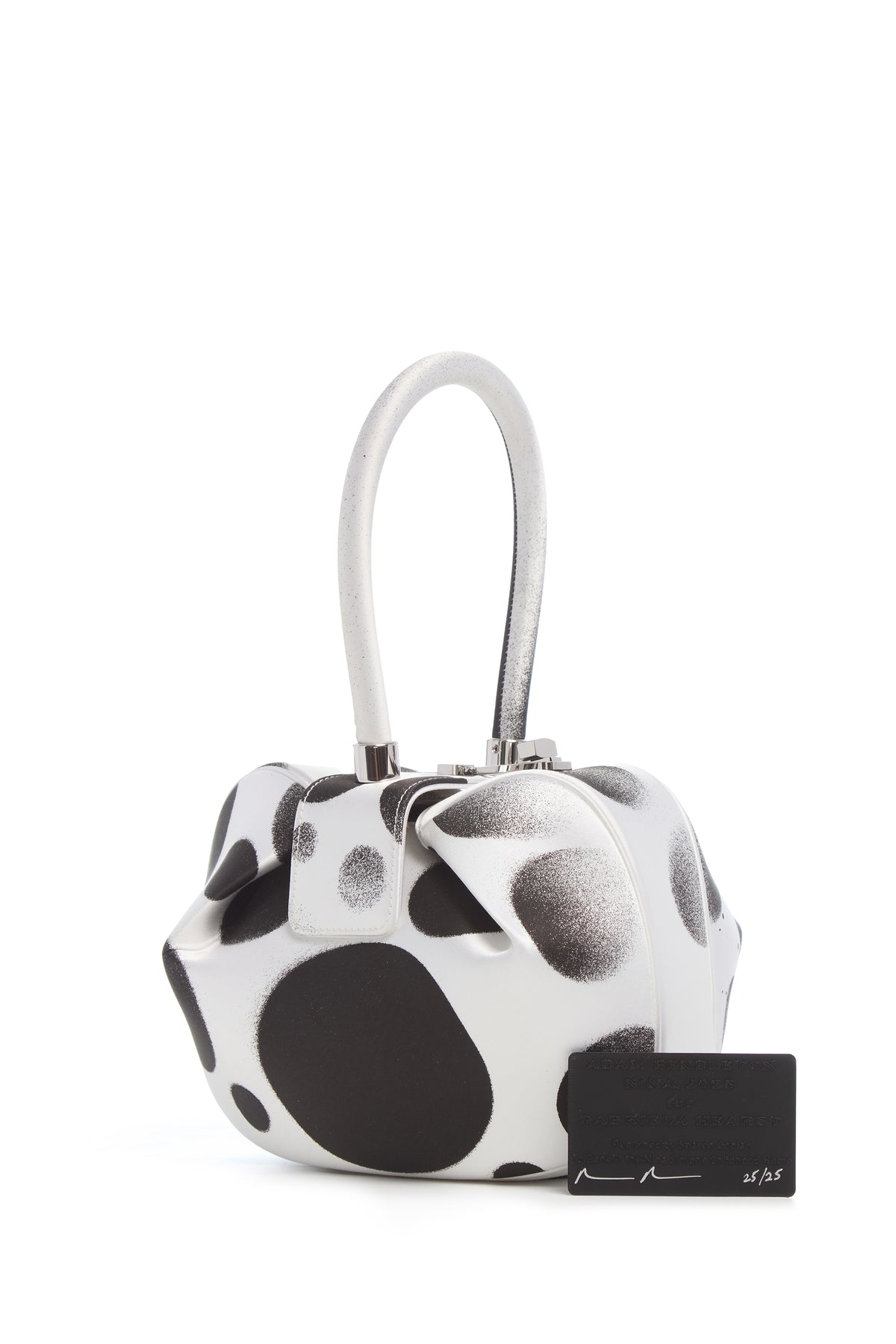 Black White Satin Nina Bag Adam Pendleton Collaboration - Side View | Gabriela Hearst