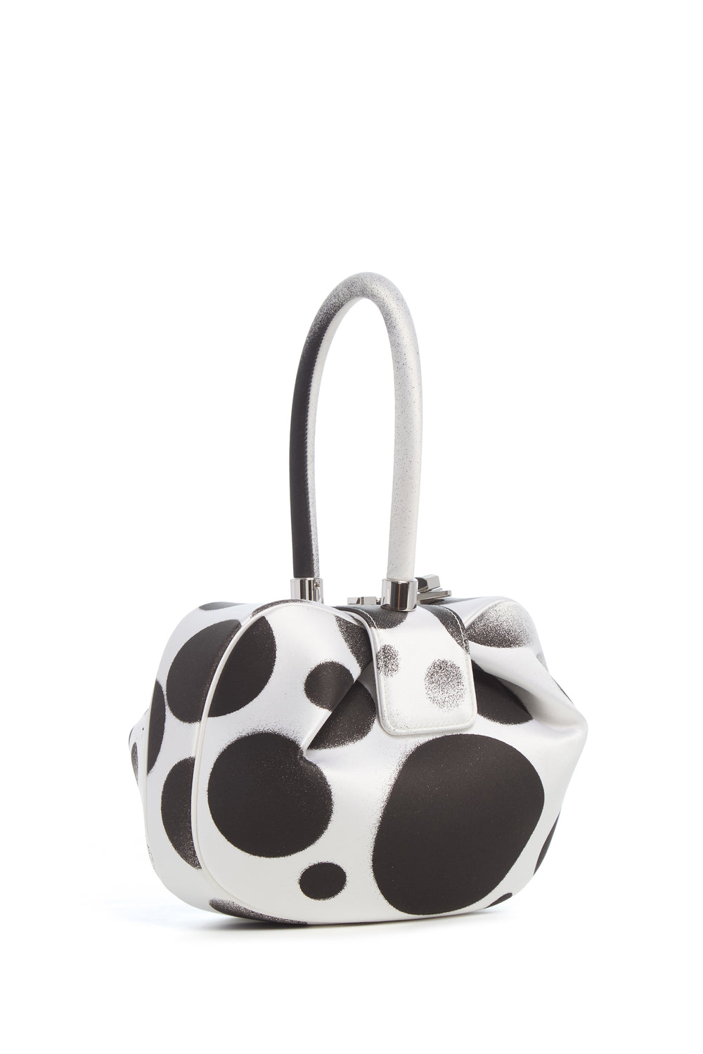 Black White Satin Nina Bag Adam Pendleton Collaboration - Three Quarter View | Gabriela Hearst