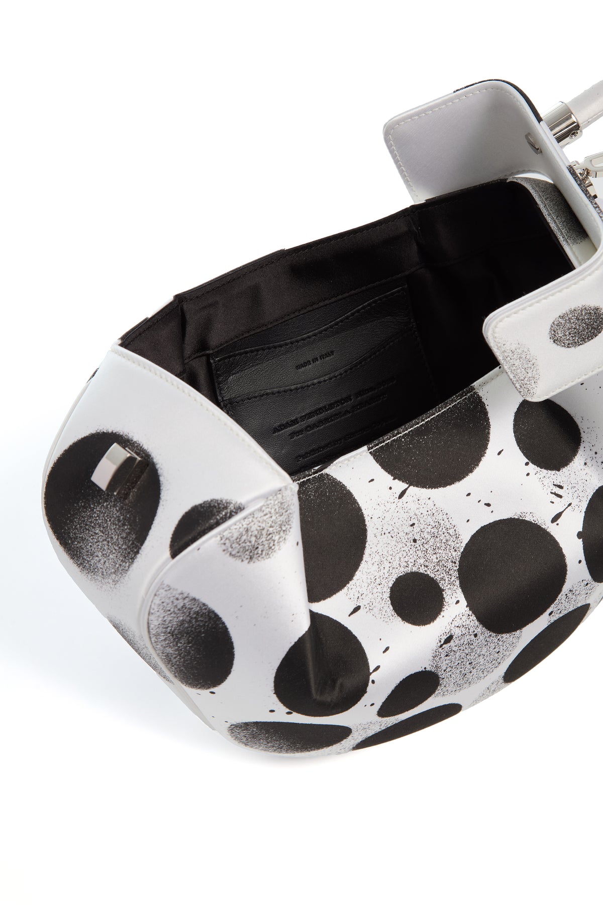 Black White Satin Nina Bag Adam Pendleton - Interior Detail View | Gabriela Hearst