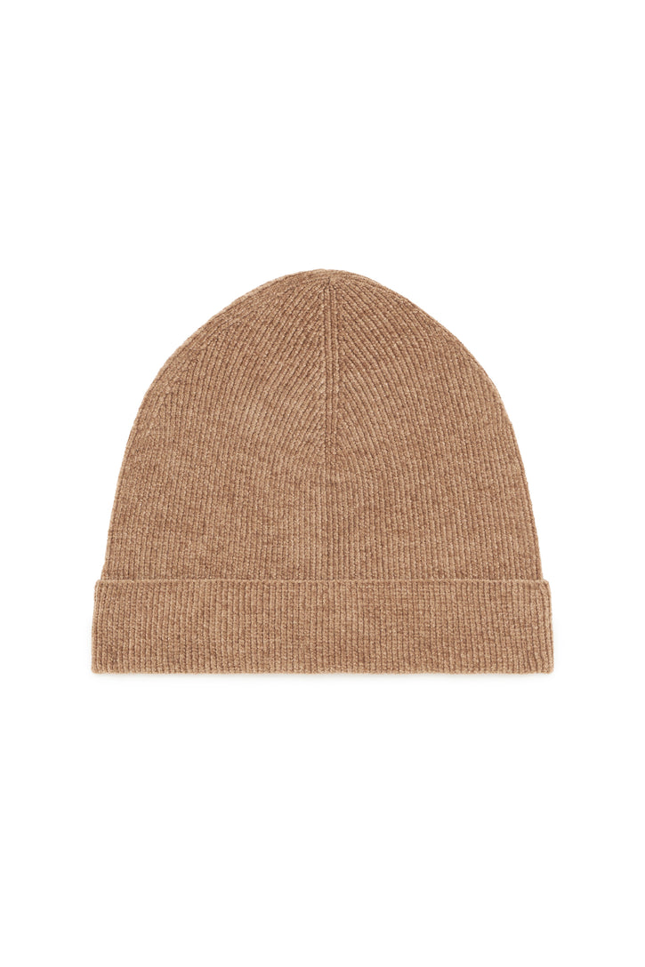 Spire Knit Beanie in Camel Silk