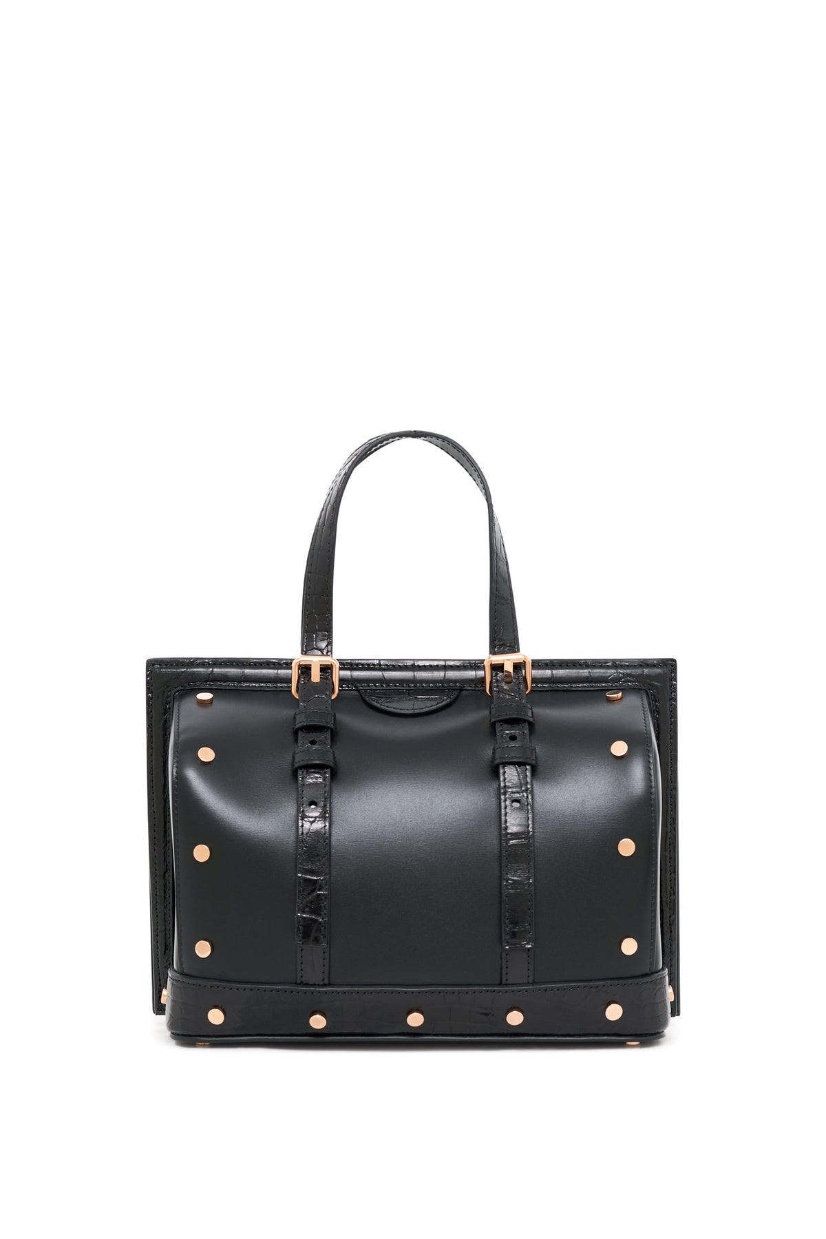 Doctor G Bag in Black Leather with Crocodile Leather Details