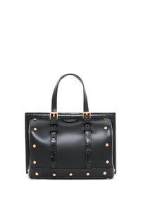 Doctor G Bag in Black Leather with Crocodile Leather Details