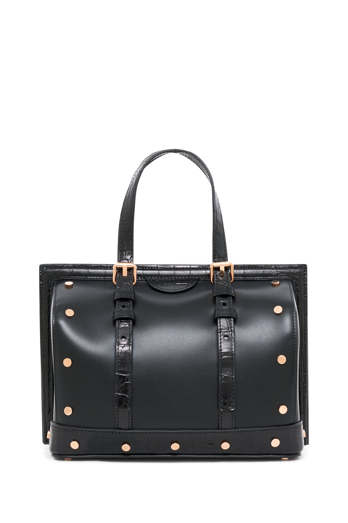 Doctor G Bag in Black Leather with Crocodile Leather Details