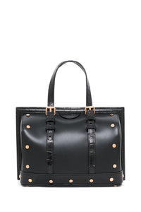 Doctor G Bag in Black Leather with Crocodile Leather Details