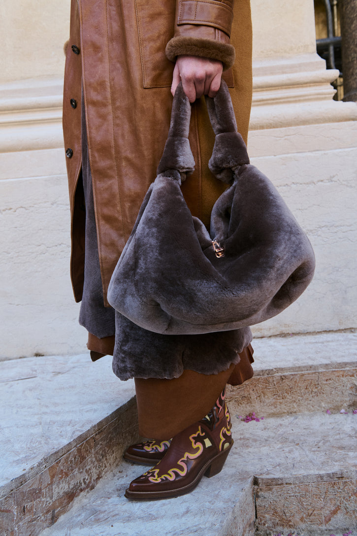 Small Antonia Bag in Mocha Shearling