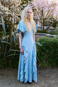 Spiral Dress in Light Blue Suede