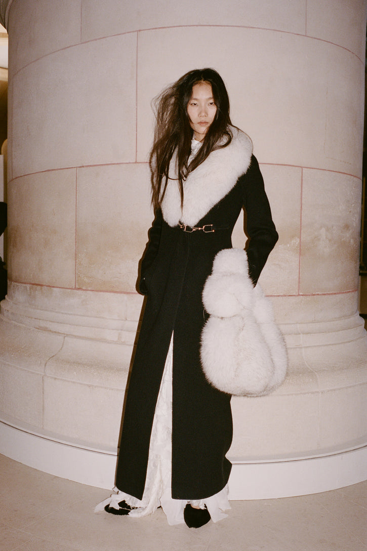 Dee Coat in Black Double-face Recycled Cashmere