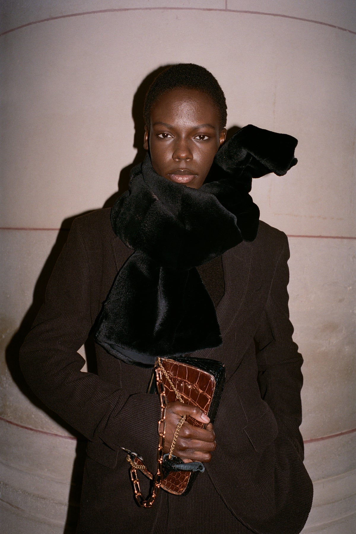Maccabee Scarf in Black Recycled Fur