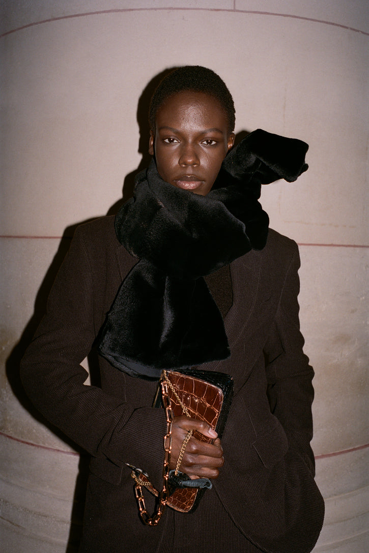 Maccabee Scarf in Black Recycled Fur
