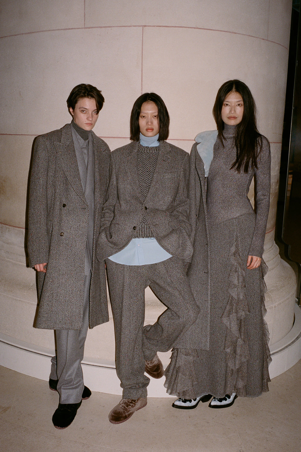 William Coat in Charcoal Multi Cashmere Wool Herringbone