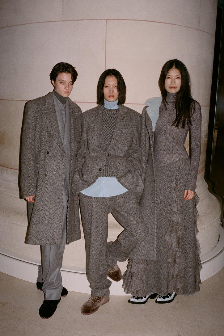 William Coat in Charcoal Multi Cashmere Wool Herringbone