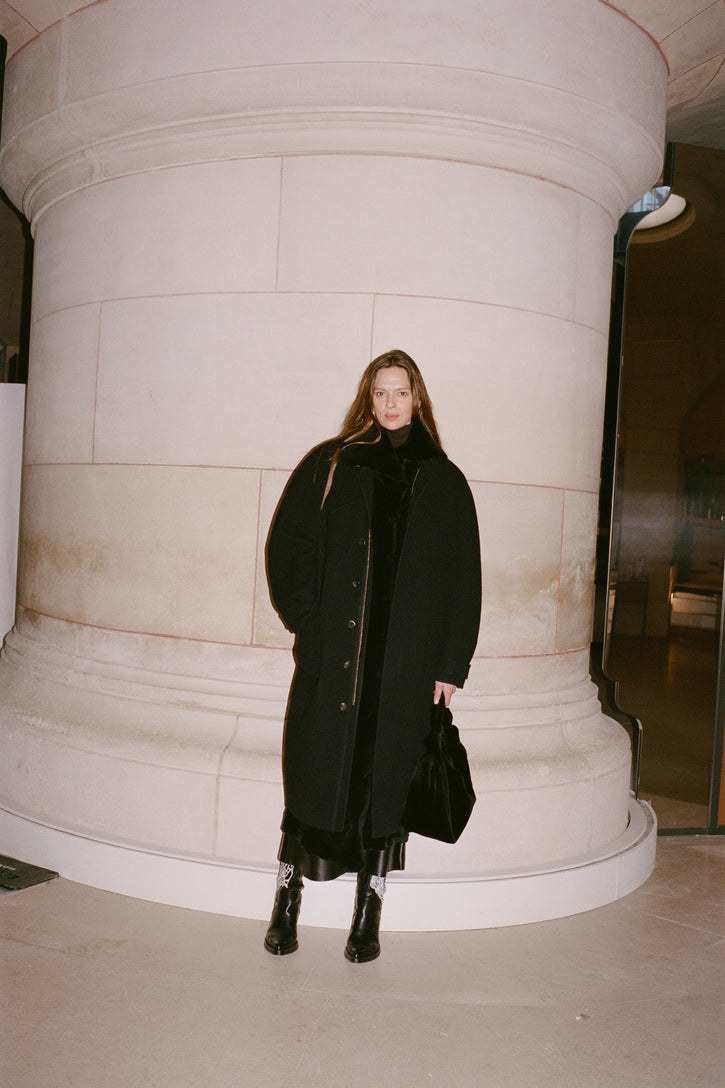 Arbor Cocoon Coat in Black Cashmere Felt