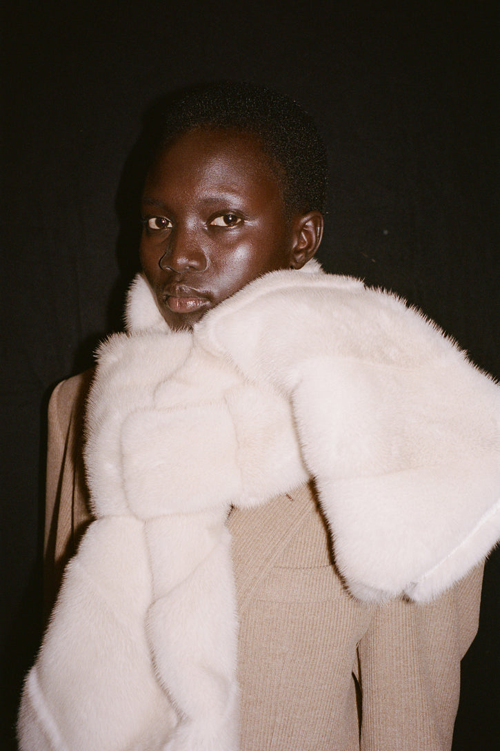 Maccabee Scarf in Ivory Recycled Fur