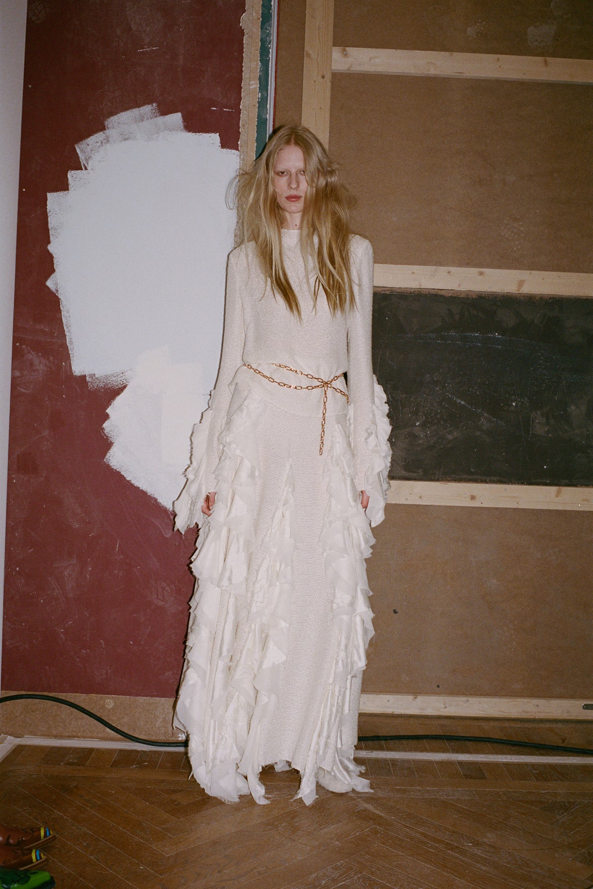 Espina Skirt in Ivory Silk Boucle