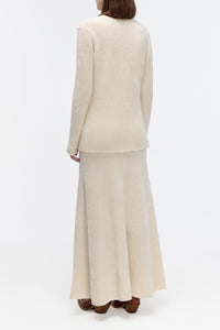 Ward Knit V-Neck Sweater in Ivory Silk