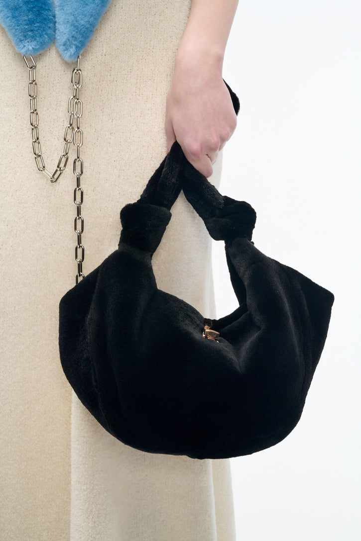 Mini Antonia Bag in Black Recycled Fur