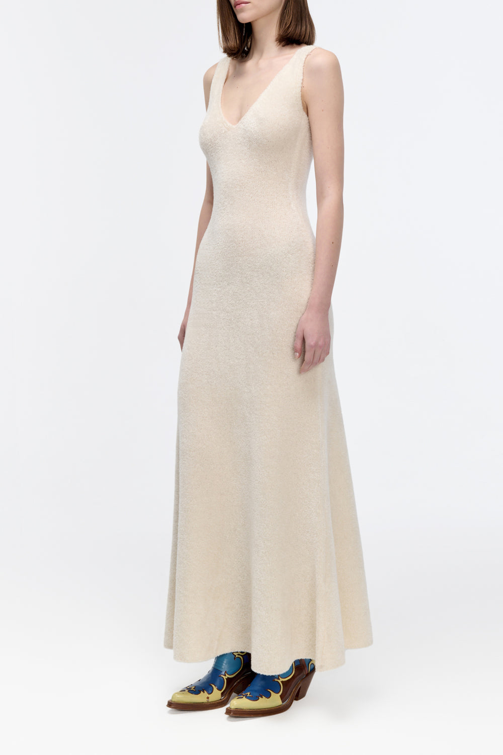 Lady Hall Knit Dress in Ivory Silk