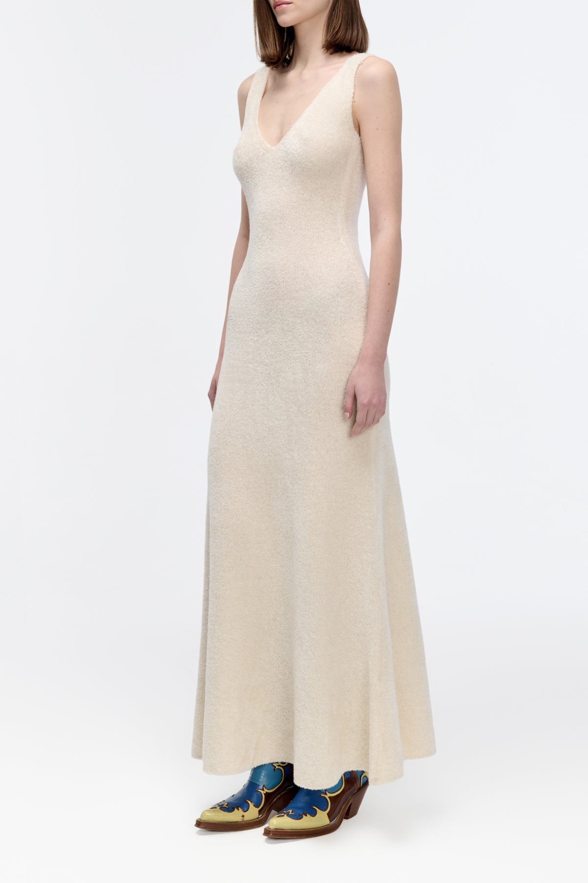 Lady Hall Knit Dress in Ivory Silk