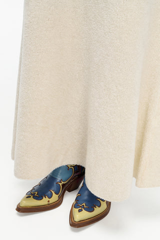 Hand Painted Capitana Cowboy Boot in Cognac, Blue & Gold Leather