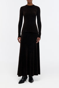 Muir Knit Skirt in Chocolate Silk