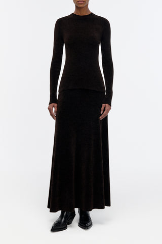 Muir Knit Skirt in Chocolate Silk